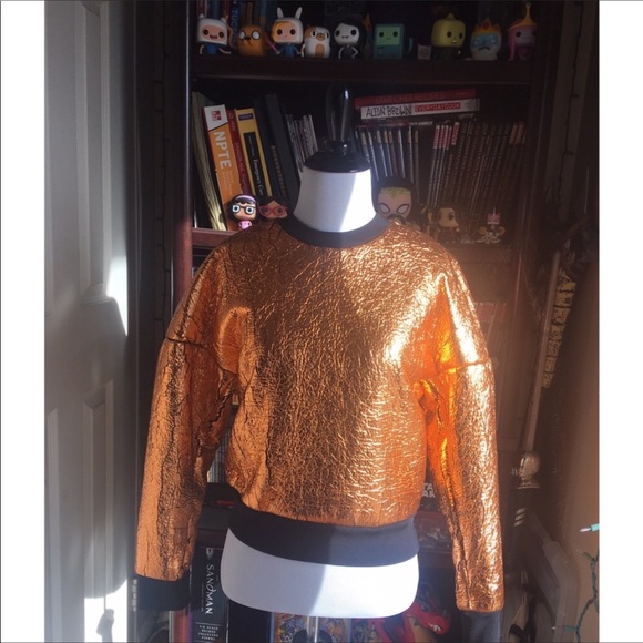 3.1 Phillip Lim Metallic Cropped Sweatshirt XS NWT - Picture 5 of 8